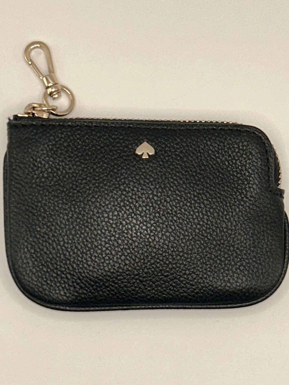 kate spade Black Pebbled Leather Zip Pouch with Gold Hardware